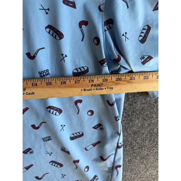 Walter Hagen 11 Majors Light Blue Golf Polo Shirt With Fun Graphic Print Made In - Picture 9 of 9